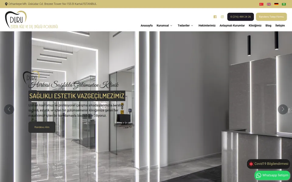 Duru Estetik Ağız ve Diş Sağlığı Polikliniği web sitesi