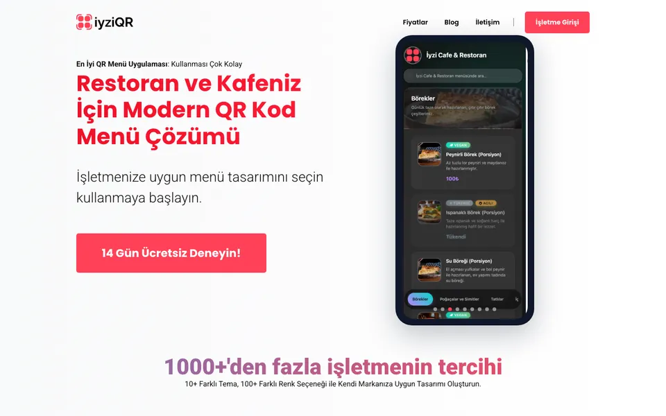 iyziQR web sitesi