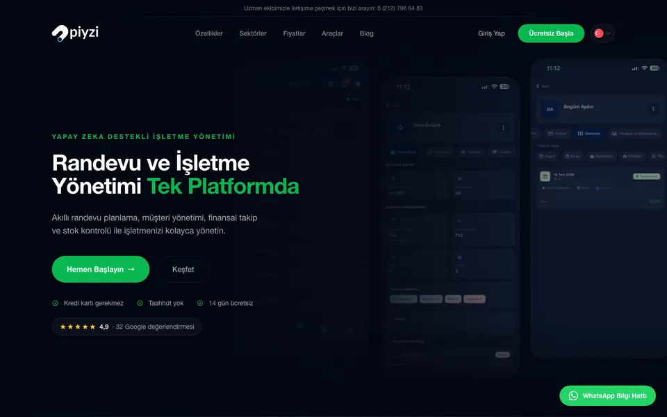 Piyzi randevu ve işletme yönetimi platformu