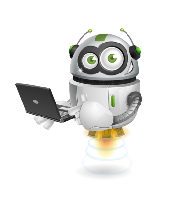 STEBİLİŞİM maskotu laptop ile web sitesi tasarlıyor